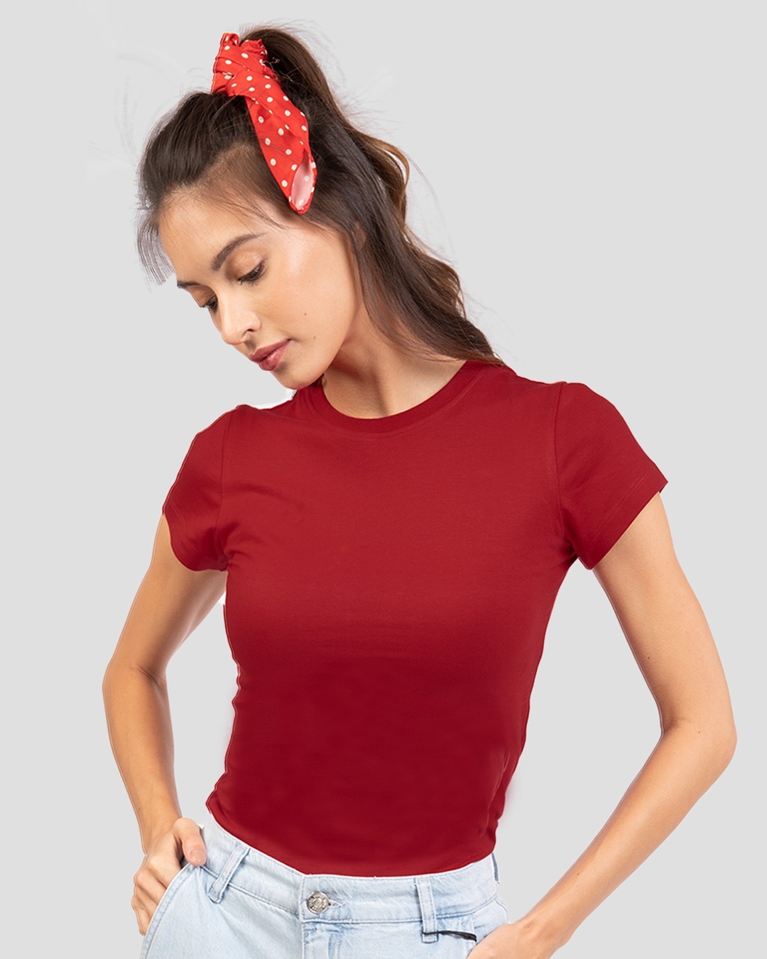 Shop Women's Half Sleeve T-Shirt Combo Whtie-Red-Design