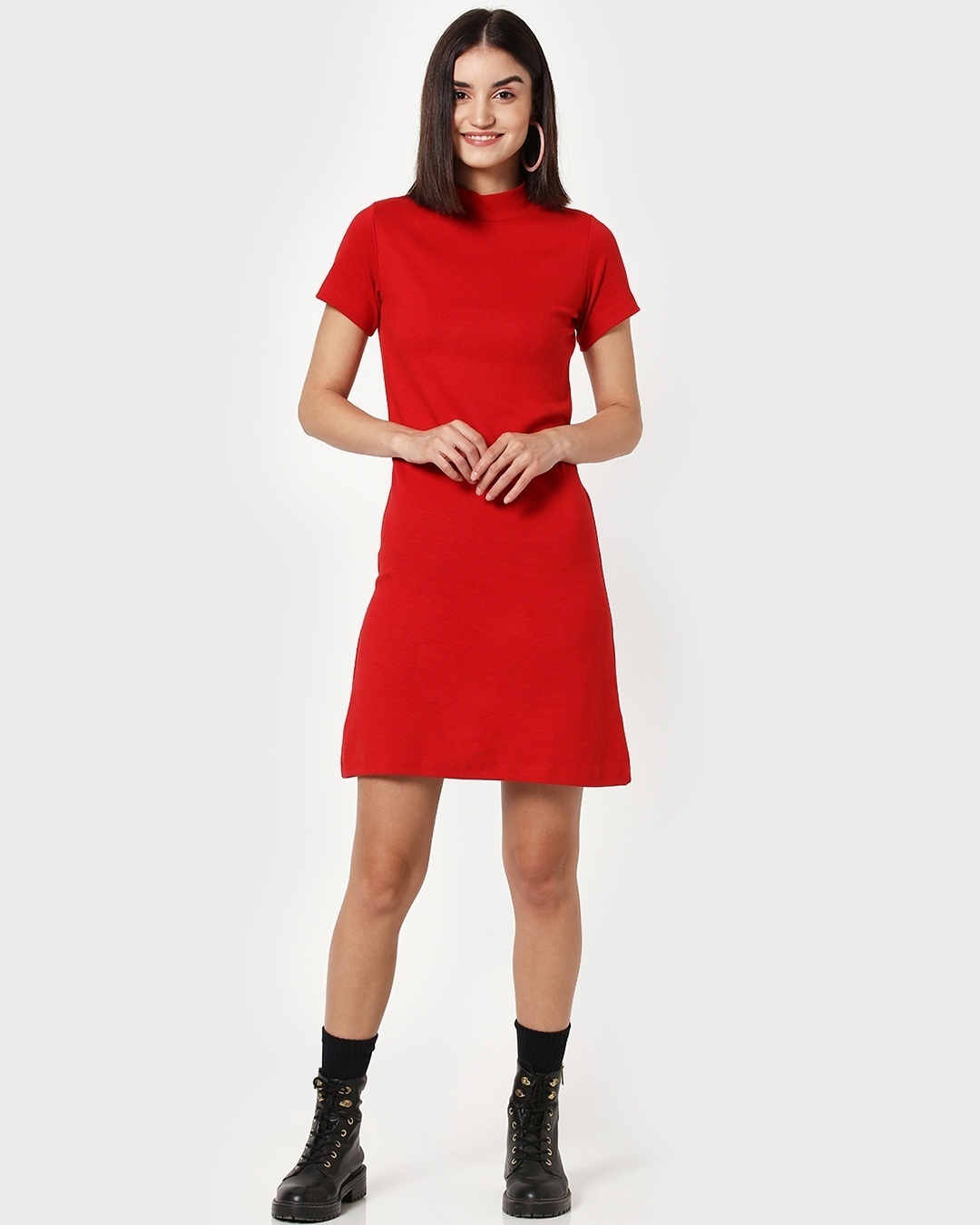Shop Women's High Neck Ribbed Dress-Full