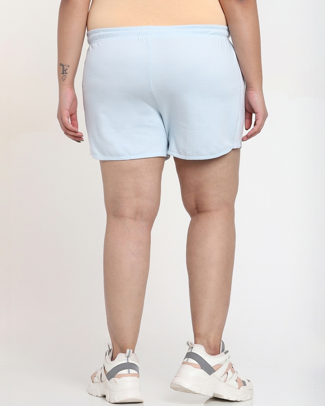 Shop Women's Ice Water Blue Plus Size Highwaist Contrast Shorts-Design