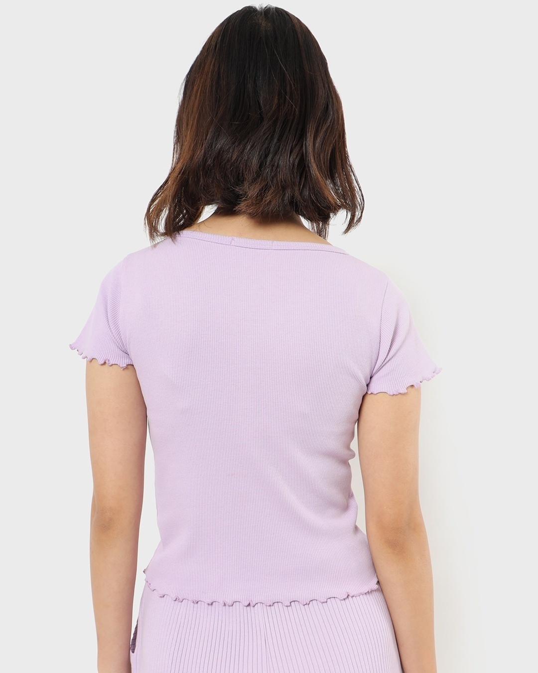 Shop Women's Lavender Solid V-neck Top-Design