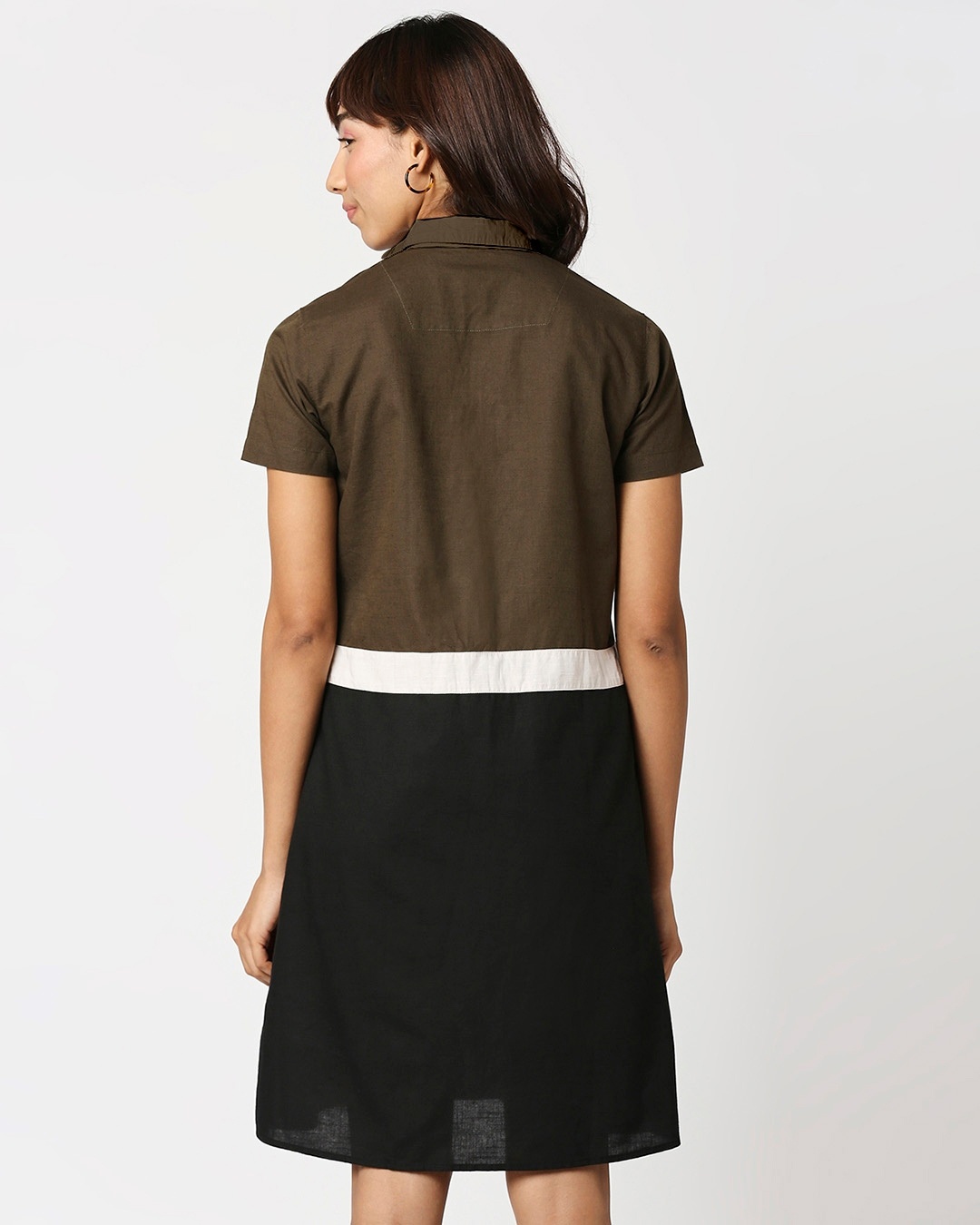 Shop Women's Linen Color Block Dress-Design