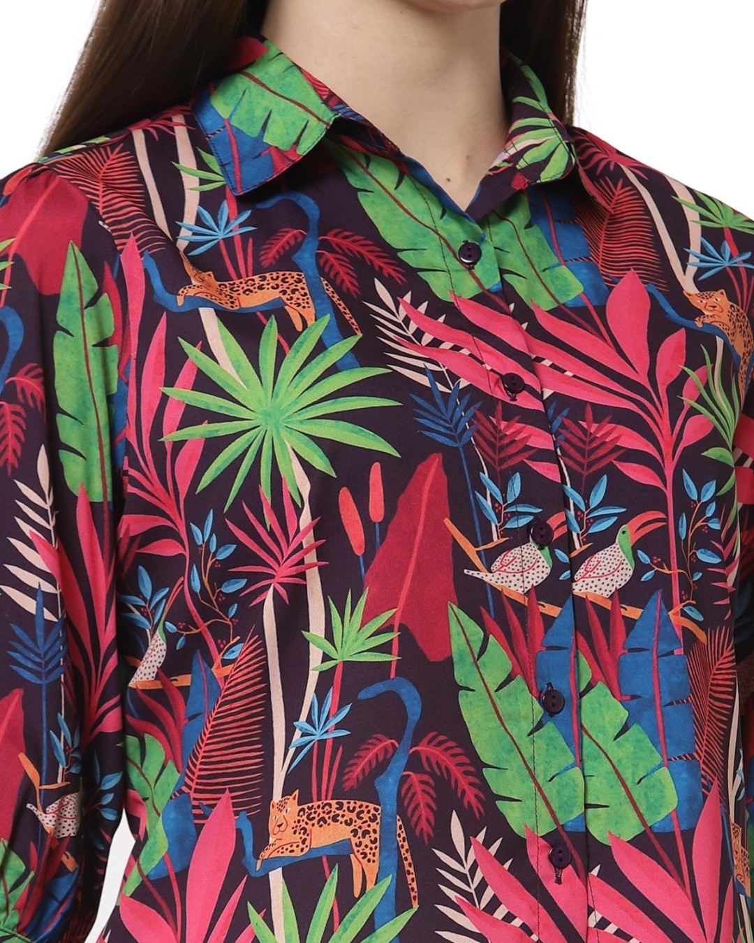 Shop Women's Maroon All Over Floral Printed Shirt