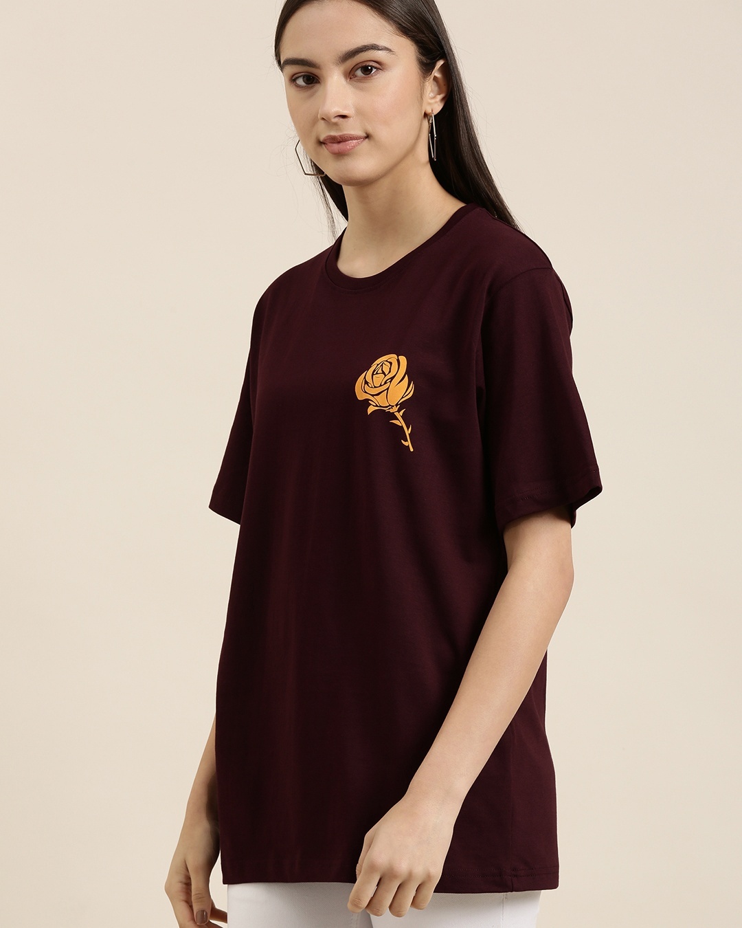 Shop Women's Maroon Graphic Printed Oversized T-shirt-Design