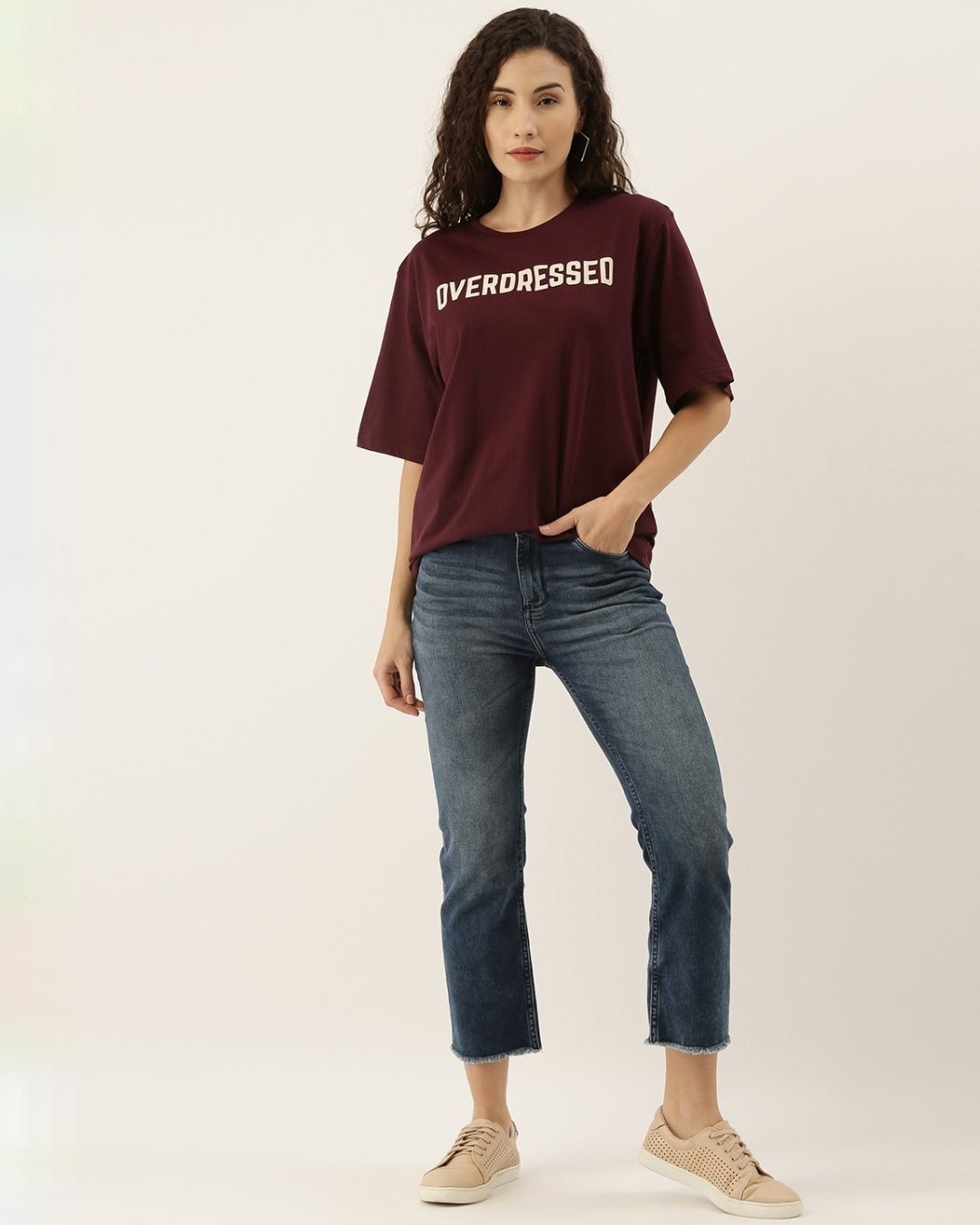 Shop Women's Maroon Typography T-shirt