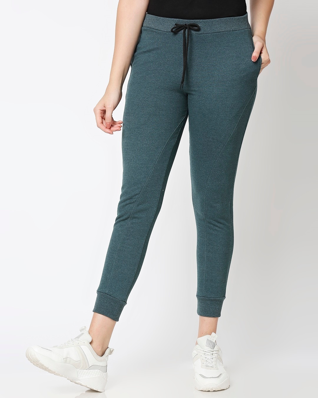 Shop Women's Green Slim Fit Joggers-Front
