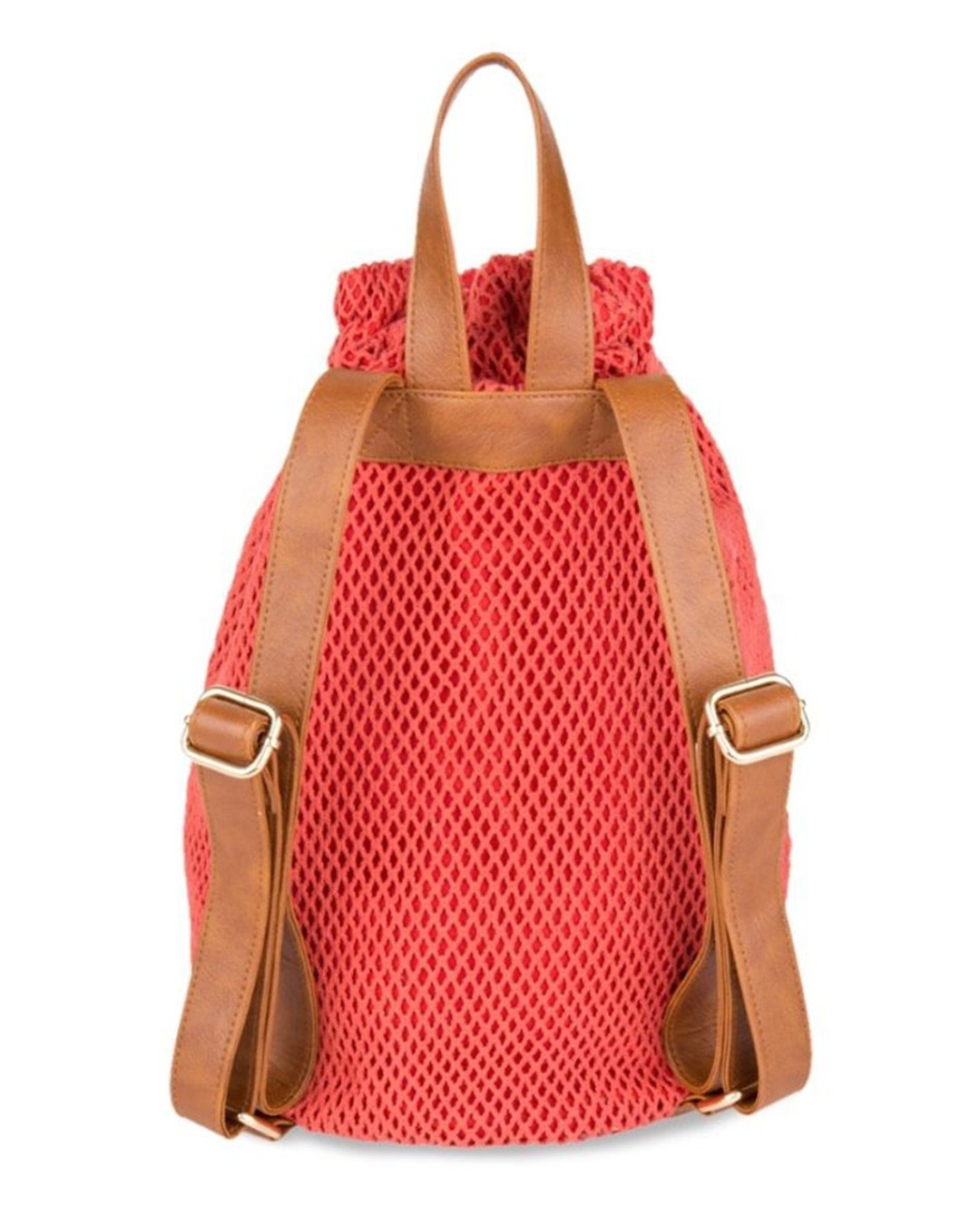 Shop Women's Mesh Tassel Drawstring Coral Backpack-Design