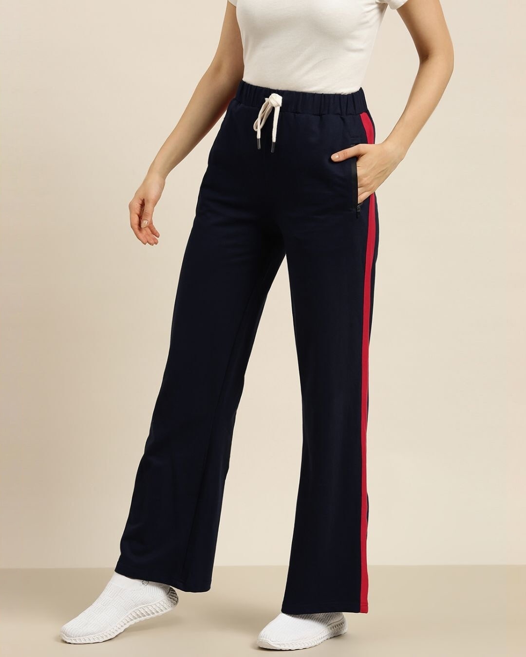 Shop Women's Navy Blue Solid Wide Leg Pants-Design