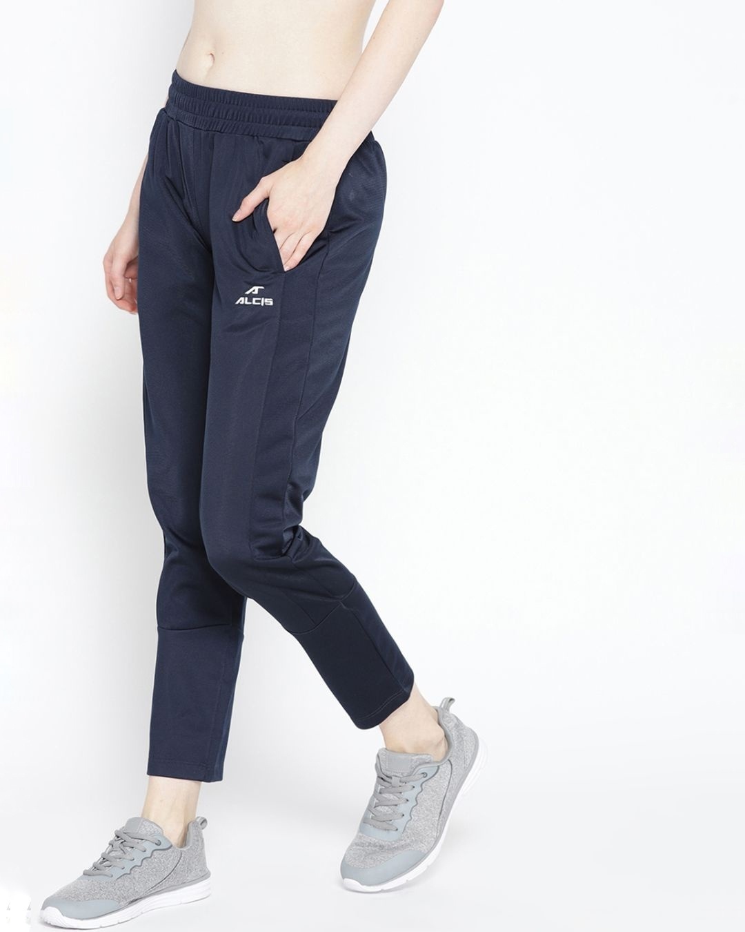 Shop Women's Navy Blue Solis Cropped Track Pants-Design