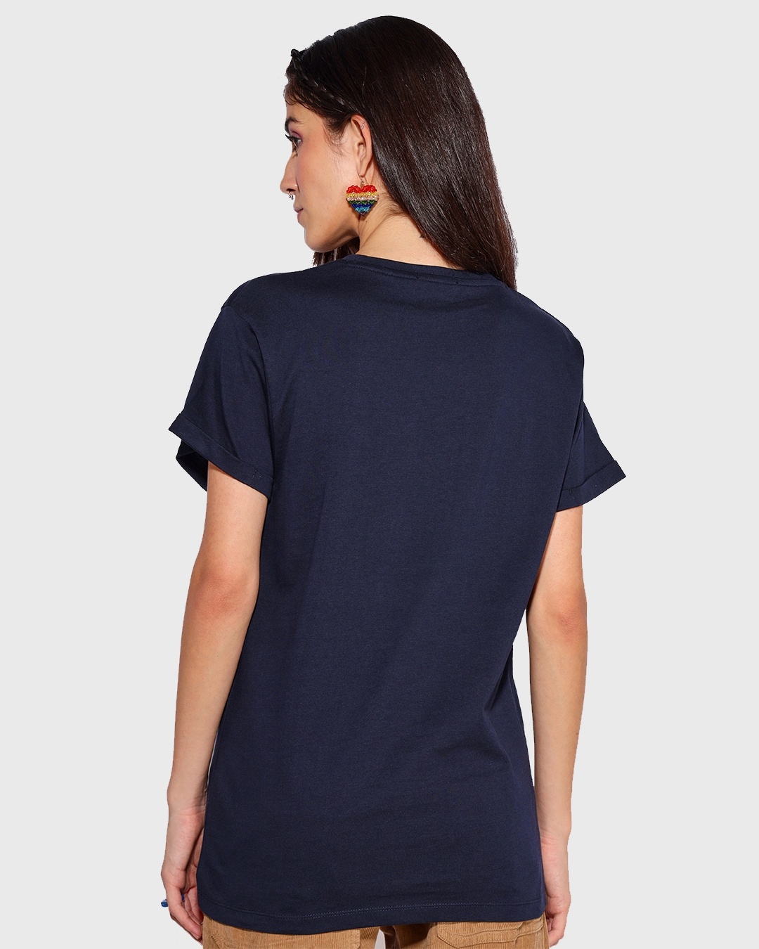 Buy Women's Navy Blue Boyfriend T-shirt Online at Bewakoof