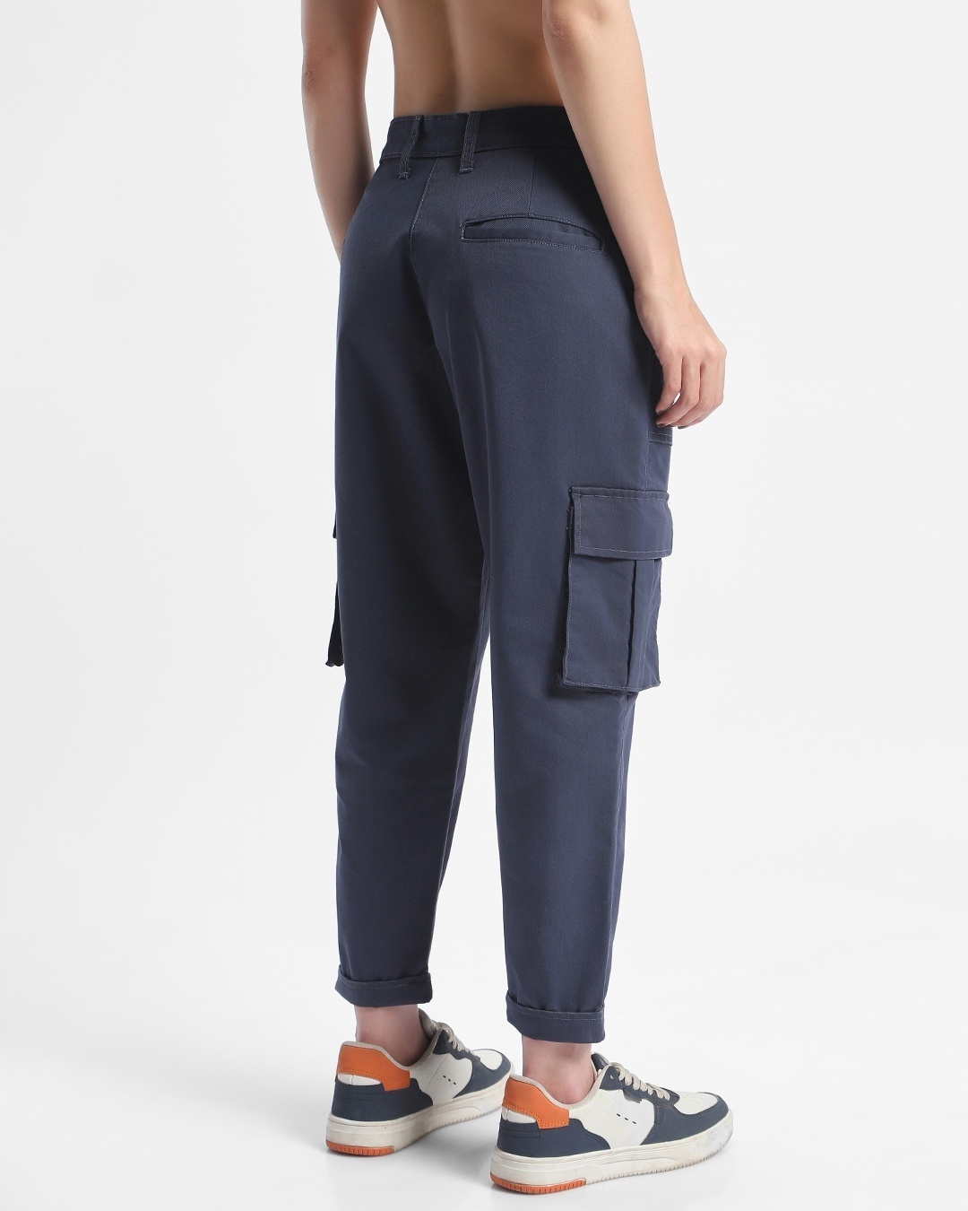 Women's Blue Tapered Cargo Pants to ace skater girl style