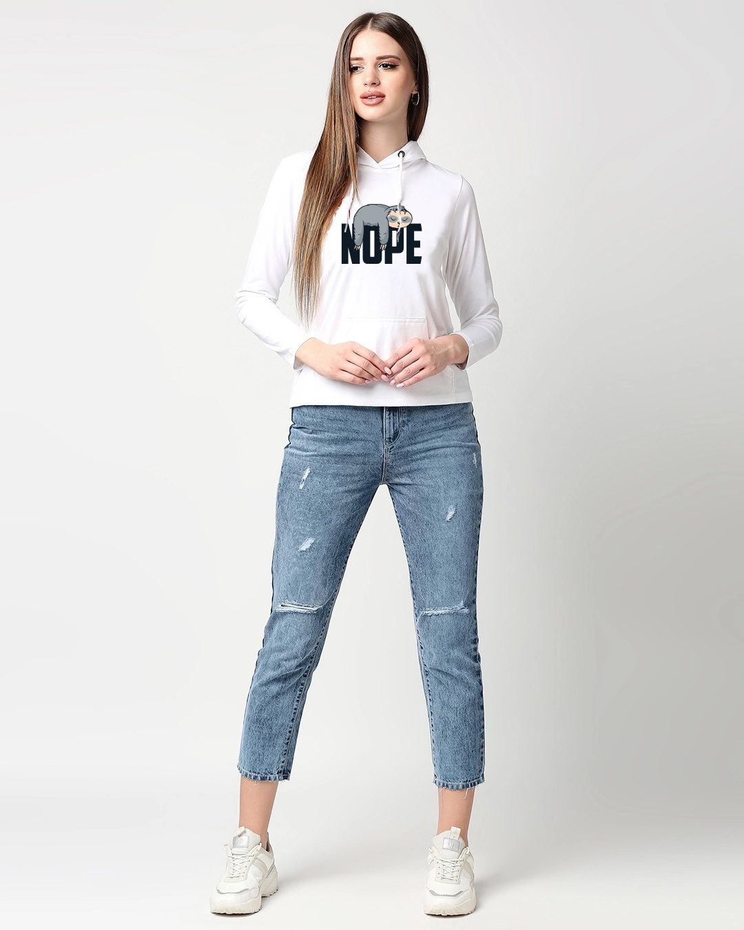 Shop Women's Nope Lazy Full Sleeve Hoodie T-shirt-Design