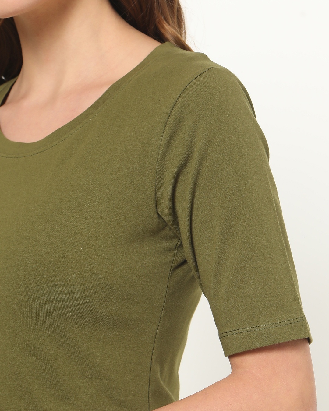 Shop Women's Olive Elbow Sleeve Scoop Neck T-shirt