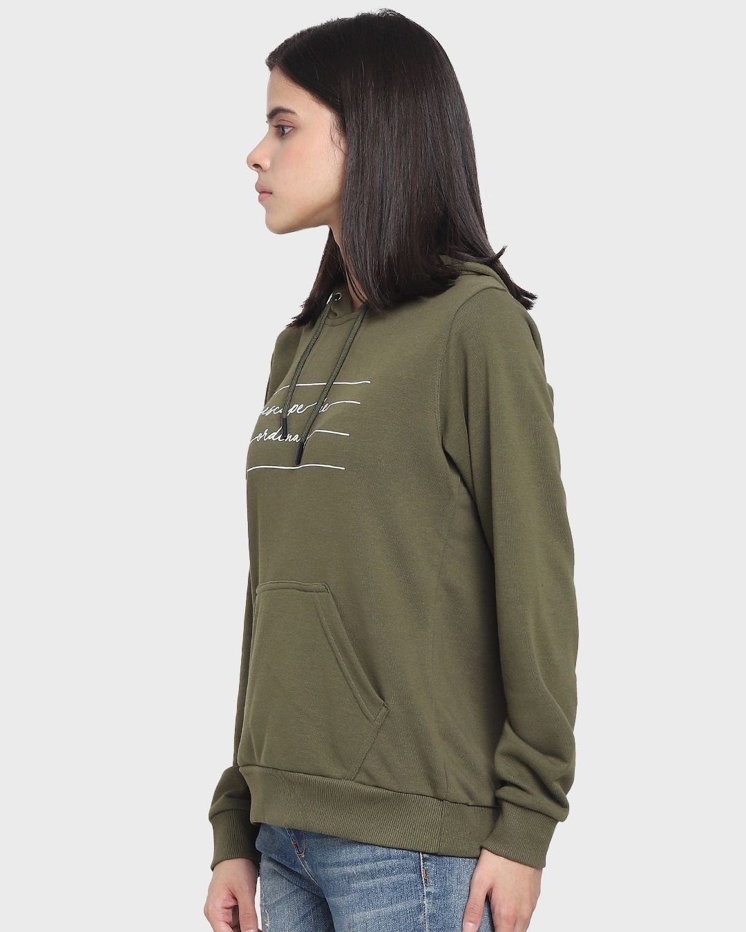 Shop Women's Olive Printed Sweatshirt-Back