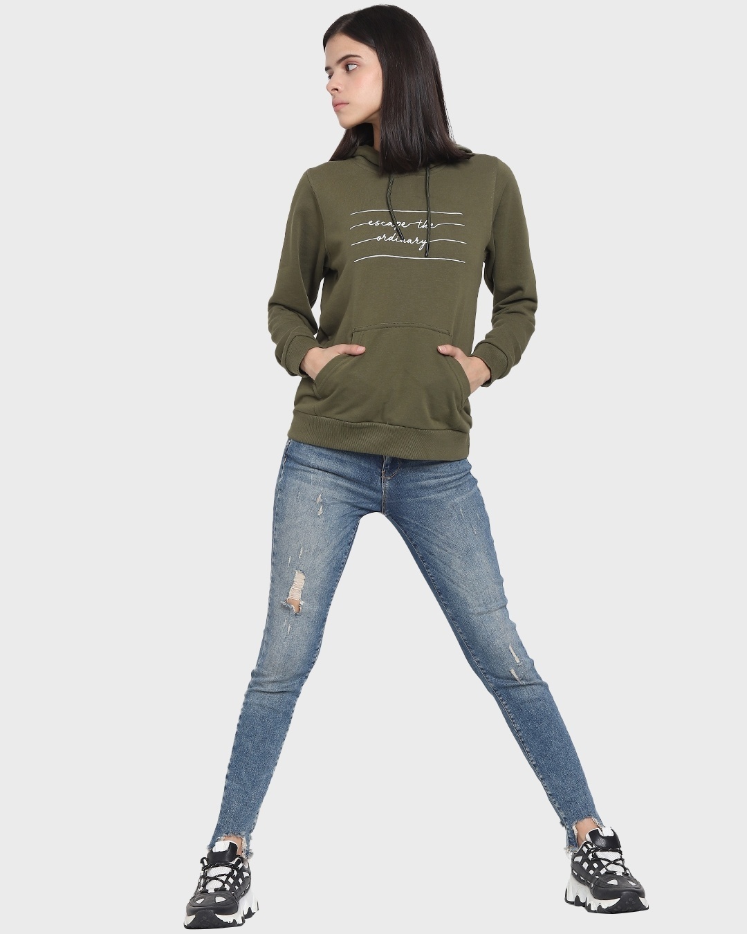 Shop Women's Olive Printed Sweatshirt-Full