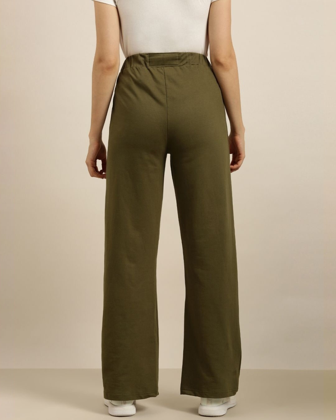 Buy Women's Olive Solid Wide Leg Pants for Women Green Online at Bewakoof