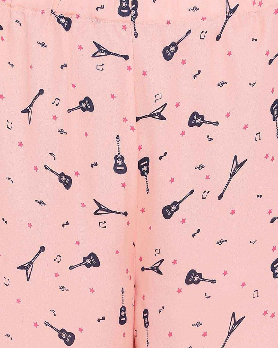 Shop Women's Orange Crepe Printed Top & Pyjama Set