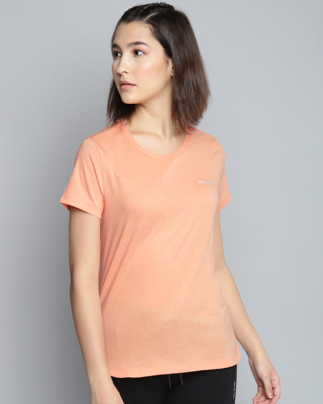 Shop Women's Orange Slim Fit Cotton T-shirt-Front