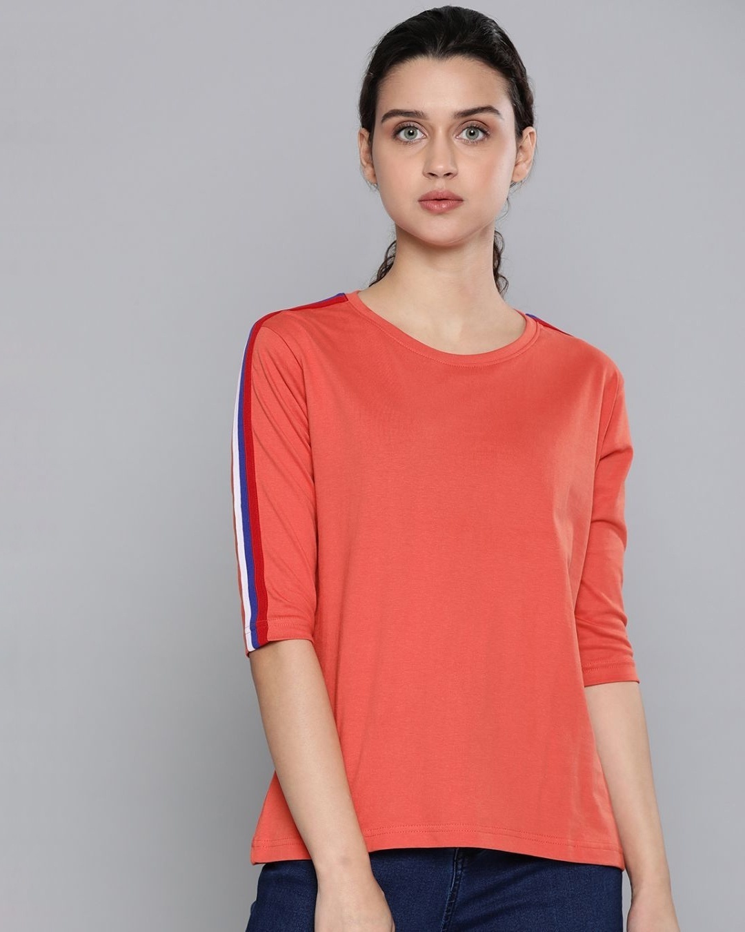 Shop Women's Orange Solid T-shirt-Front