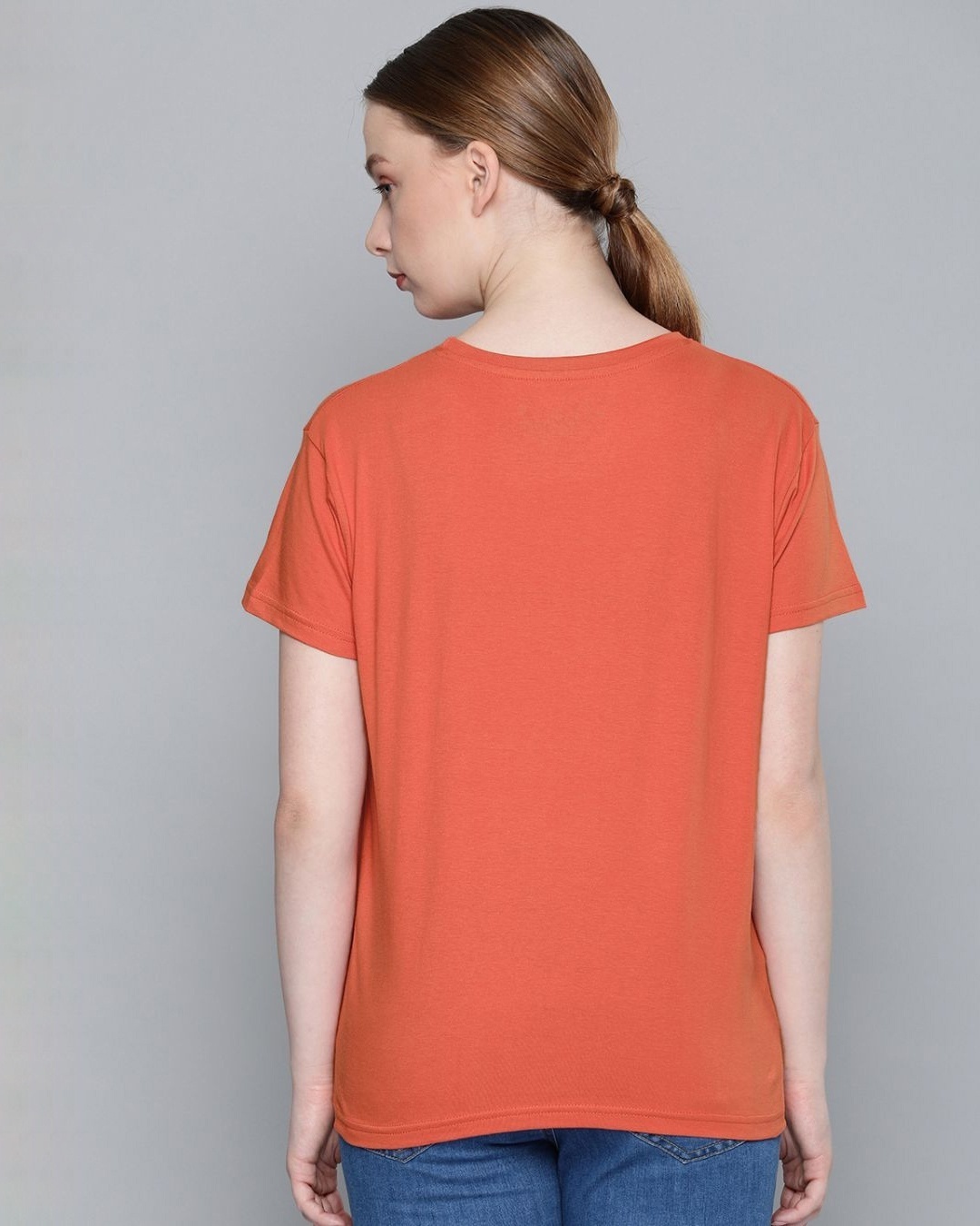Shop Women's Orange Typography T-shirt-Back