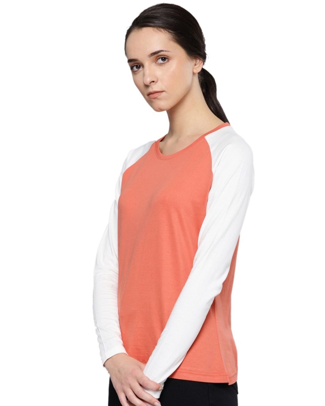 Shop Women's Orange & White Solid T-shirt-Design