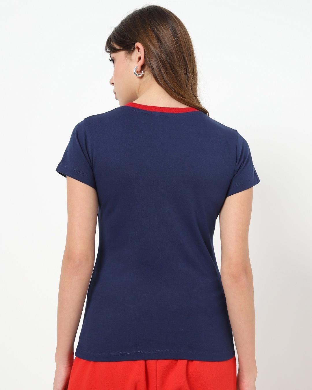 Shop Women's Pageant Blue Varsity Half Sleeve Round Neck T-shirt-Design