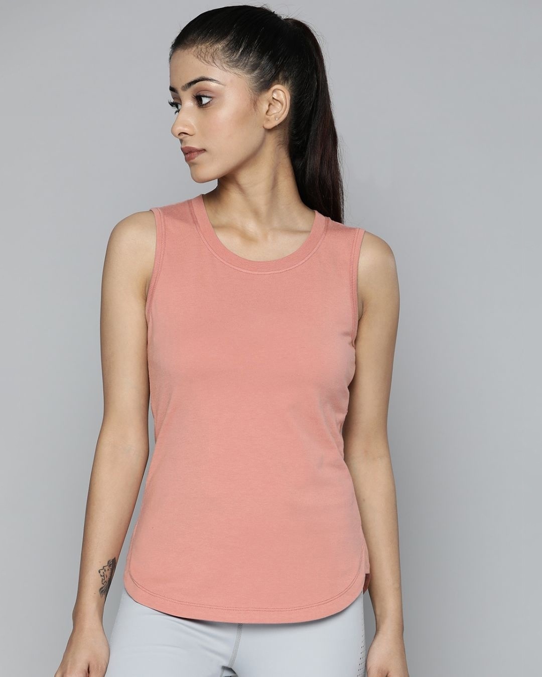 Shop Women's Pink Back Cutout Slim Fit T-shirt-Front