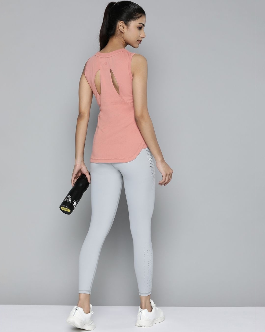 Shop Women's Pink Back Cutout Slim Fit T-shirt-Full