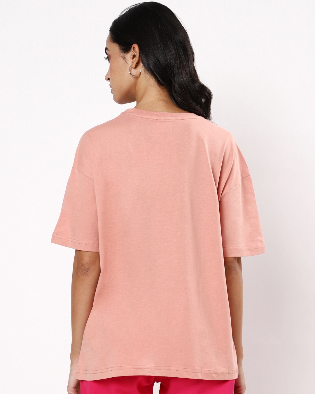 Shop Women's Pink Badass Graphic Printed Oversized T-shirt-Back