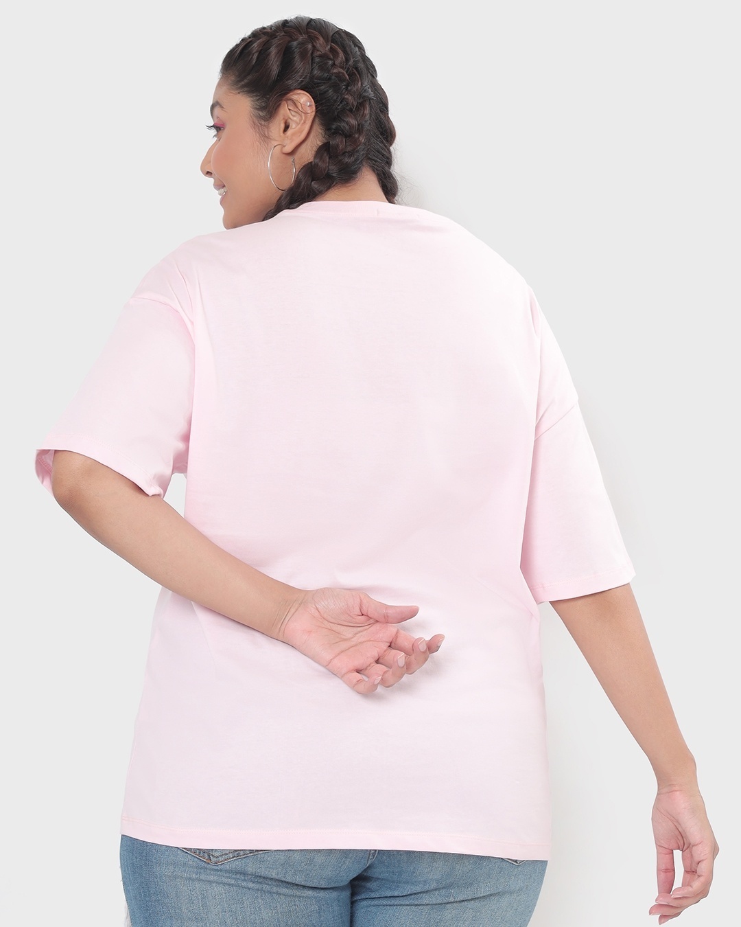 Shop Women's Pink BP Graphic Printed Plus Size Super Loose T-shirt-Design