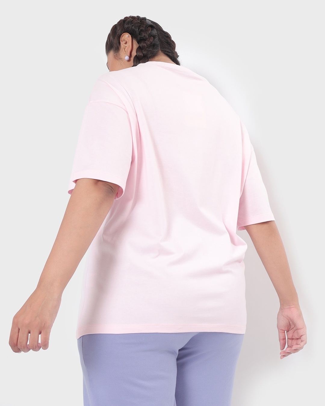 Shop Women's Pink BTS Logo Typography Plus Size Oversized T-shirt-Design