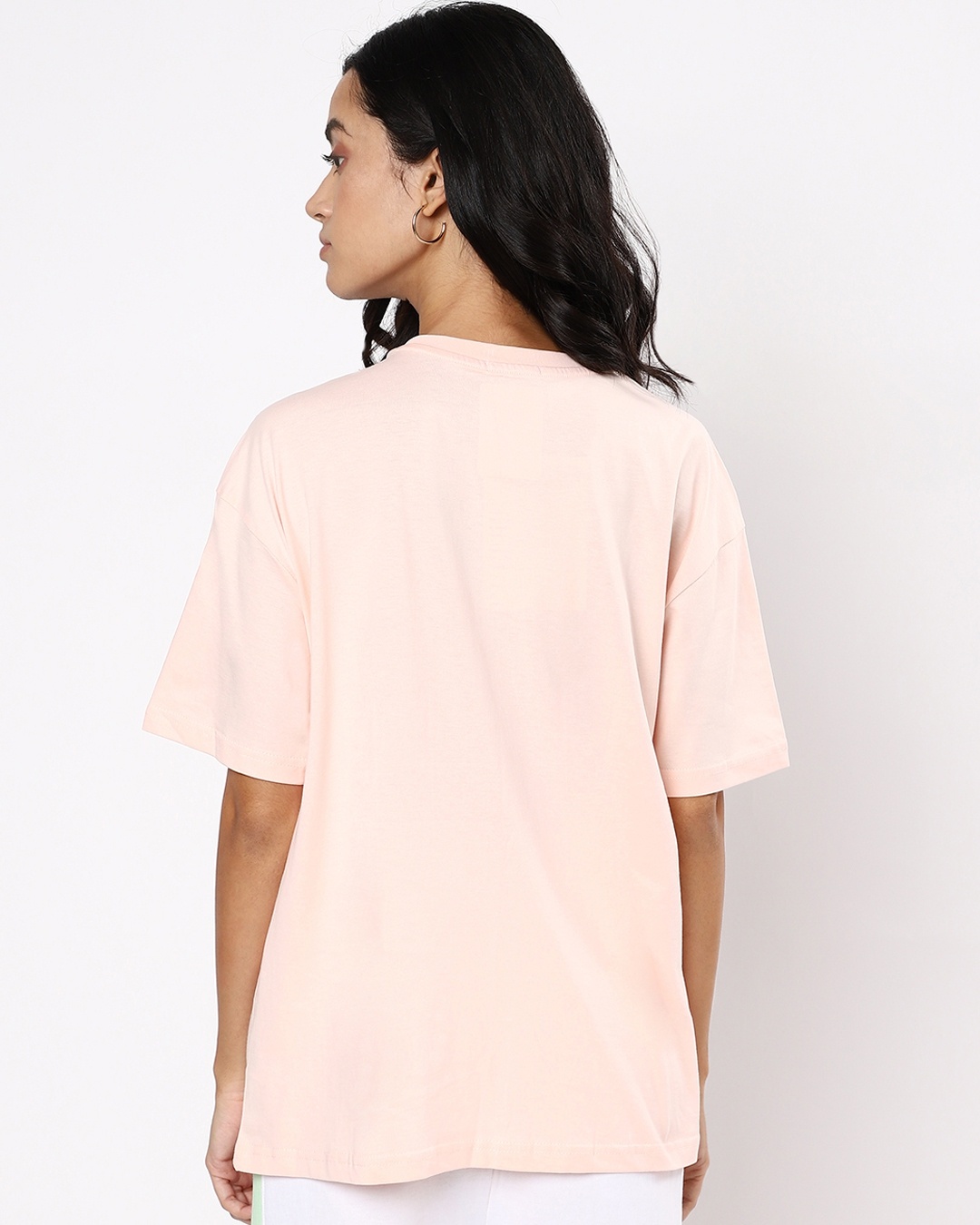 Shop Women's Pink Catpuccino Graphic Printed Oversized T-shirt-Back