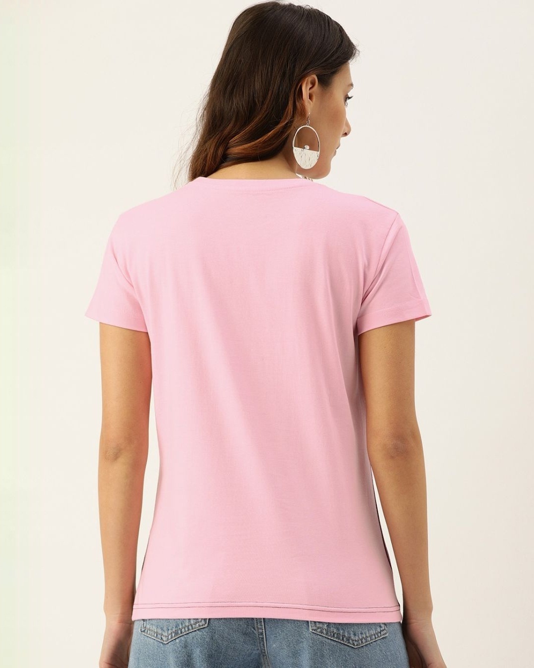 Shop Women's Pink Colourblocked T-shirt-Back
