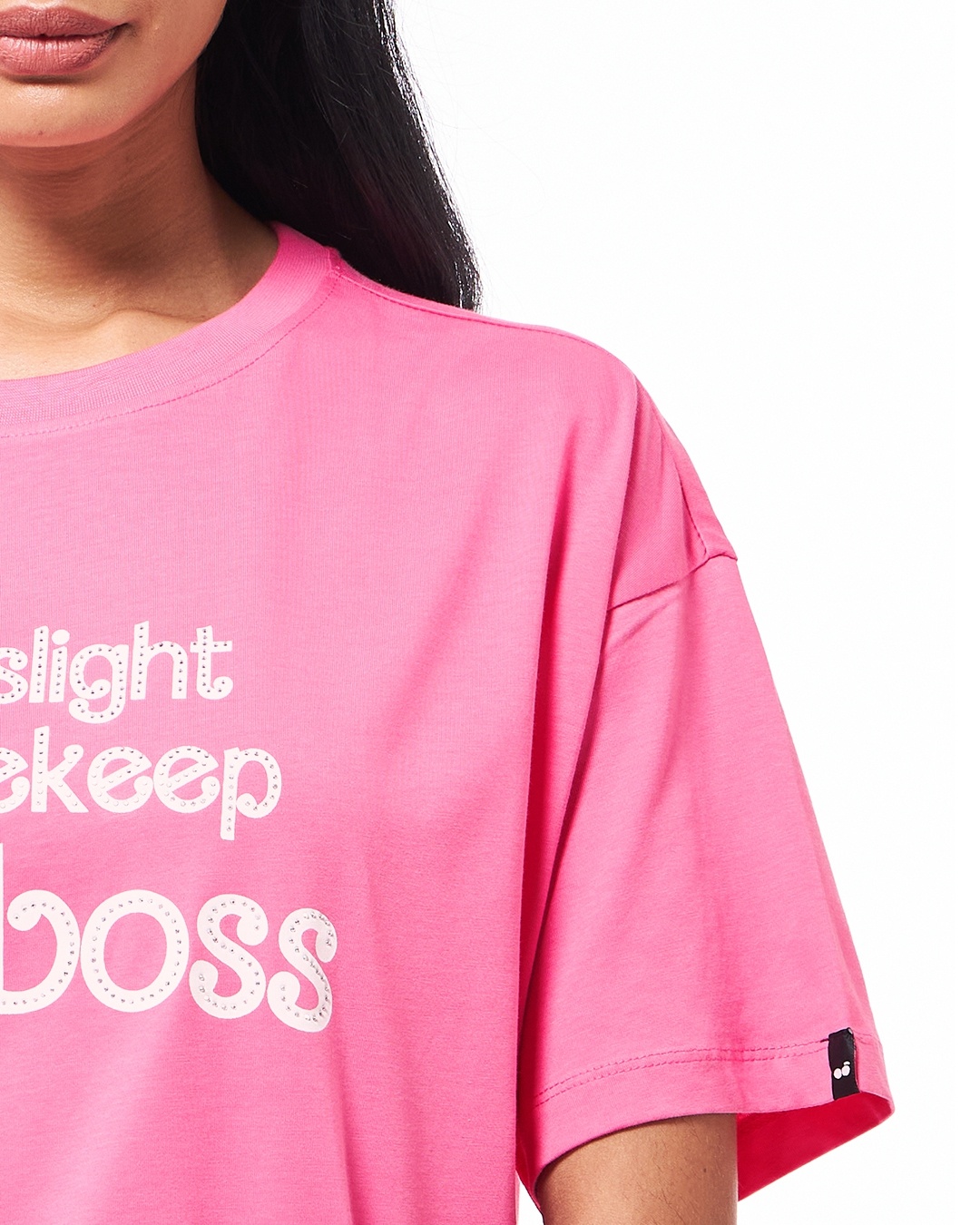 Buy Women's Pink Girl Boss Graphic Printed Oversized T-shirt Online at ...