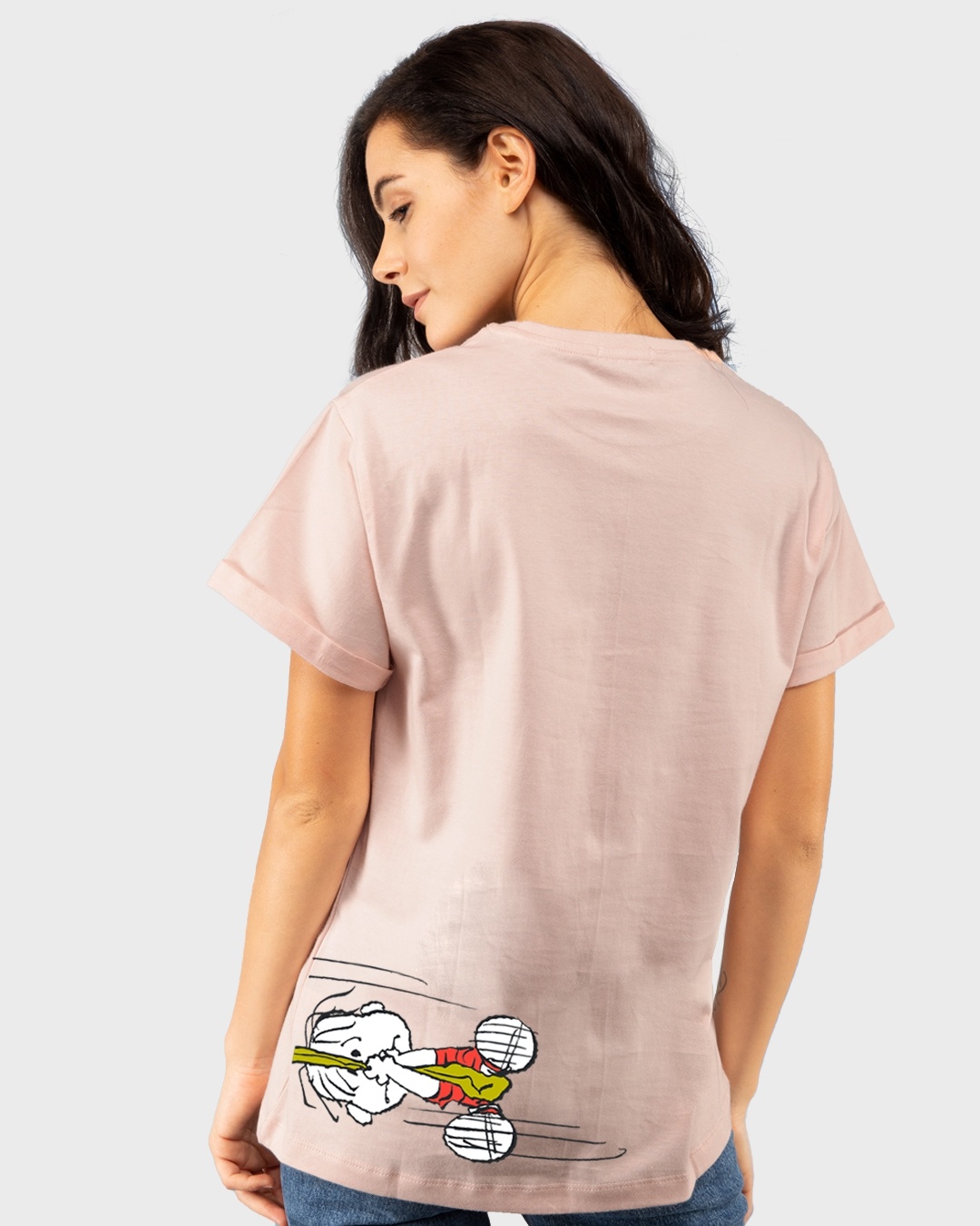 Shop Women's Pink Go With The Flow Graphic Printed Boyfriend T-shirt-Design