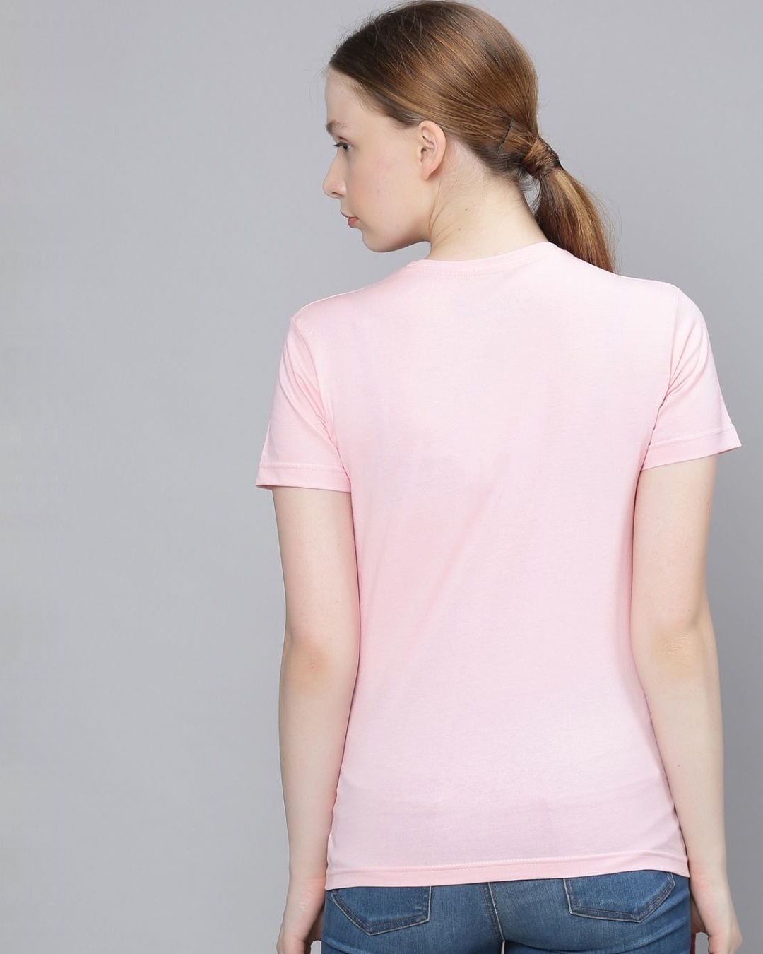 Shop Women's Pink Graphic Print T-shirt-Back