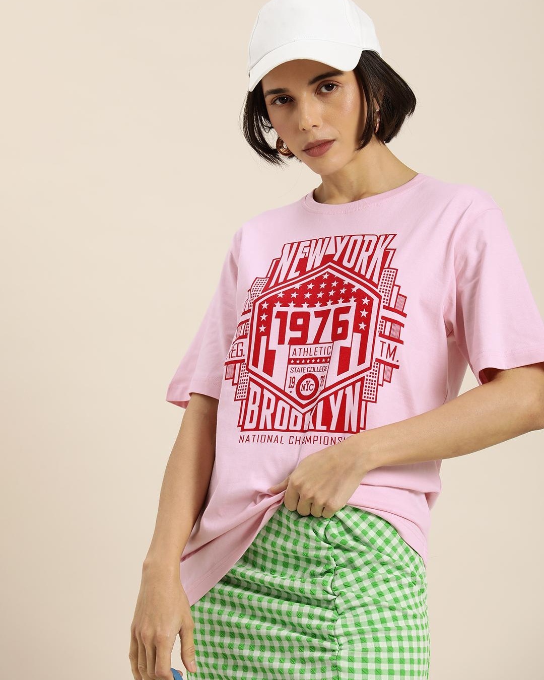 Buy Women's Pink Graphic Printed Oversized Tshirt for Women Pink