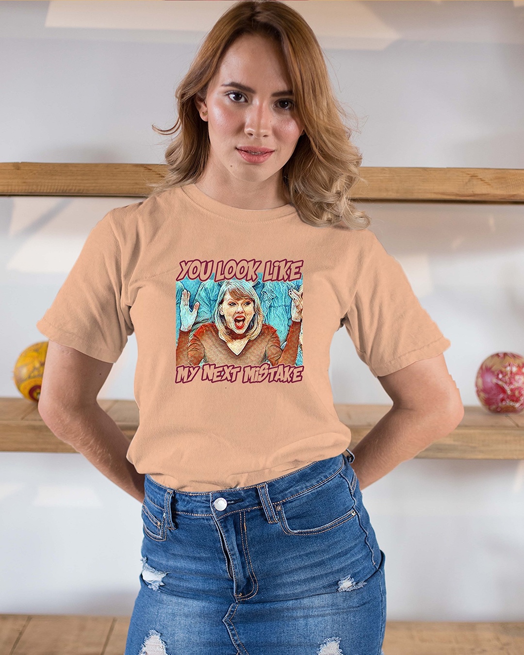Shop Women's Pink Next Mistake Premium Cotton T-shirt-Front