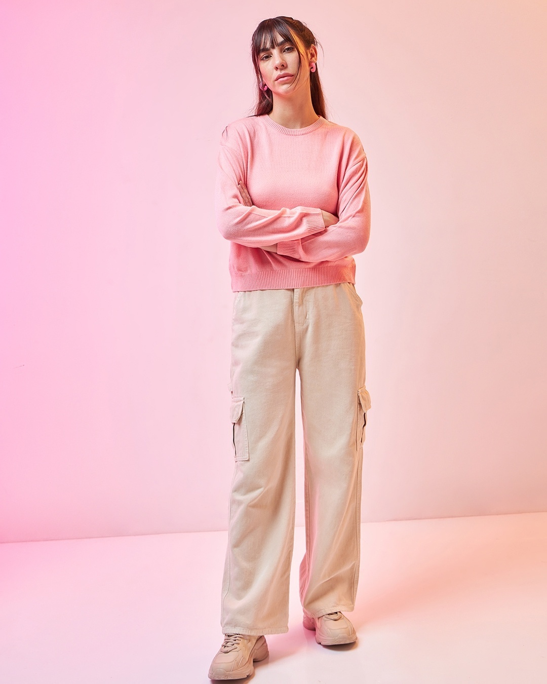 women s pink oversized flatknit sweater 597230 1703688670 5 - Bewakoof Blog