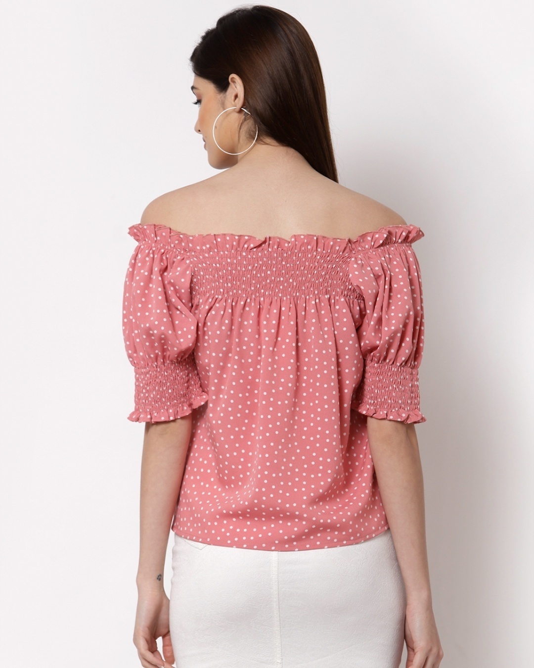 Shop Women's Pink Polka Print Top-Design