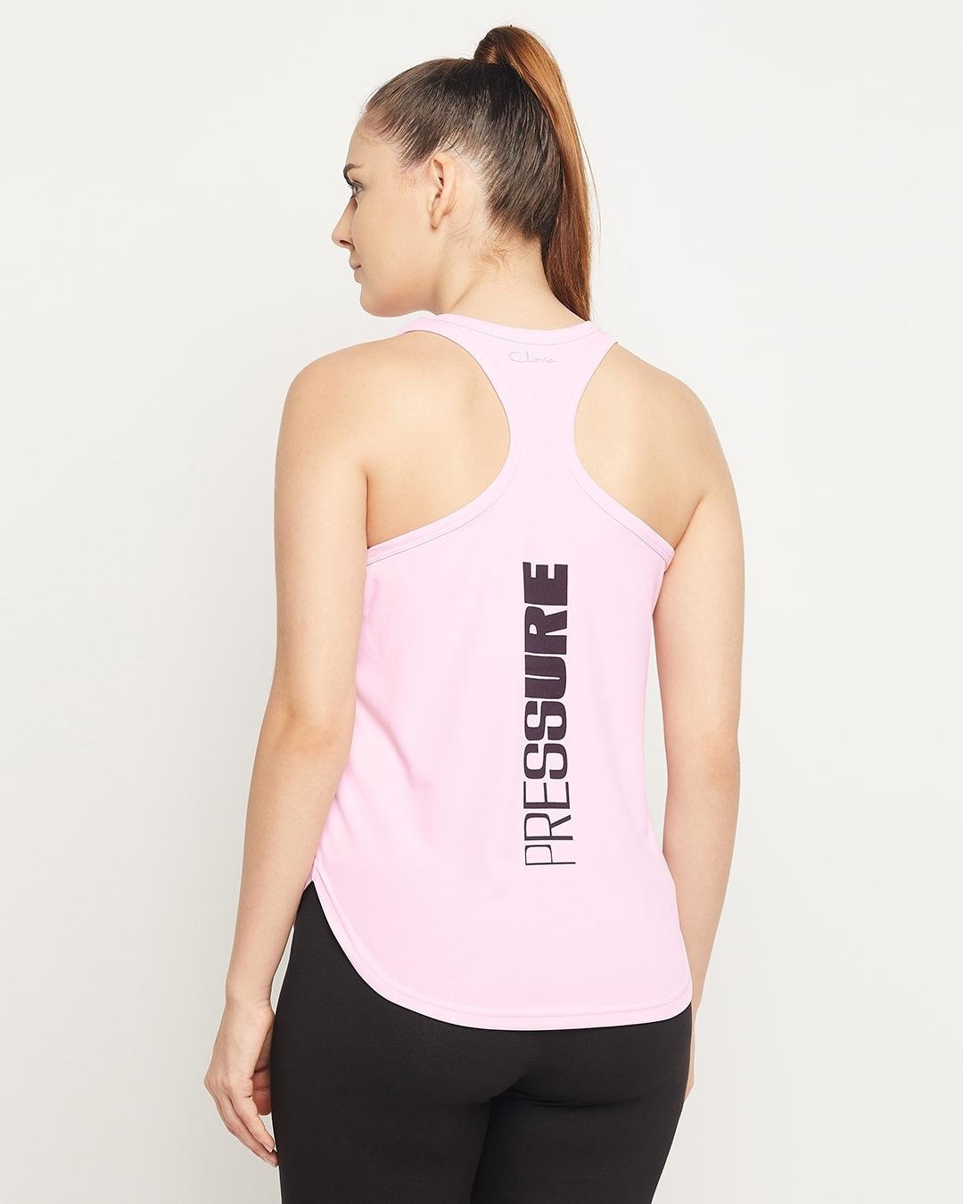 Shop Women's Pink Pressure Typography Tank Top-Full