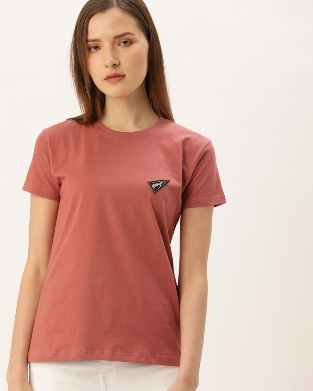 Shop Women's Pink Solid T-shirt-Front