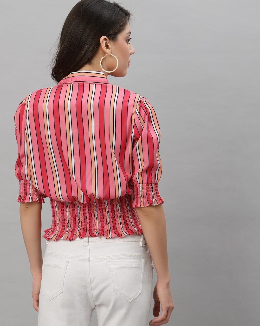 Shop Women's Pink Striped Shirt-Design