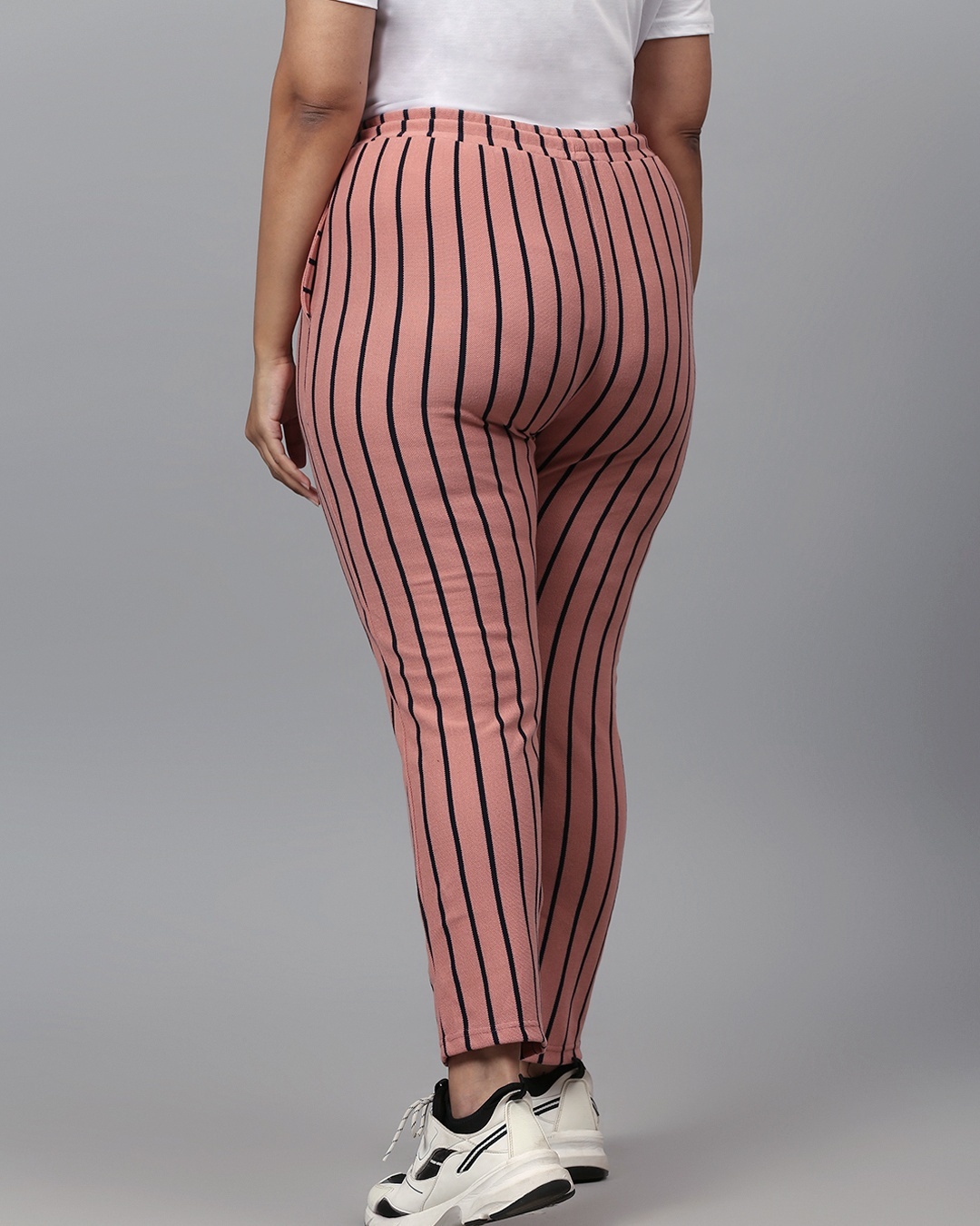 Shop Women's Pink Striped Slim Fit Track Pants-Full