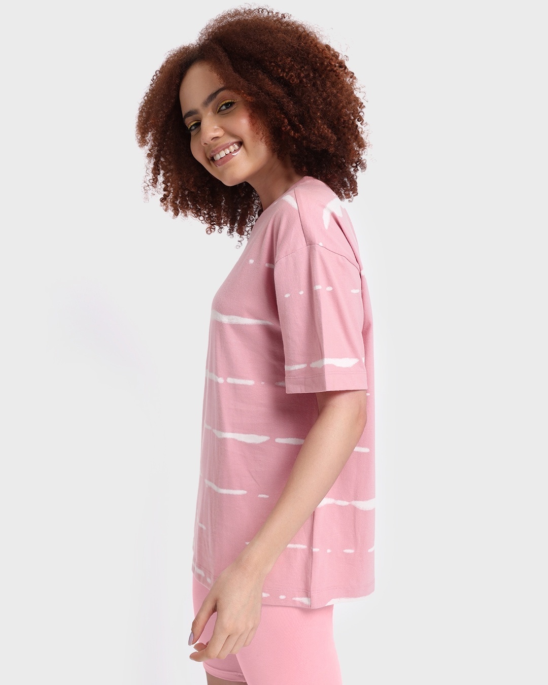 Shop Women's Pink Tie & Dye Plus Size Oversized T-shirt-Back