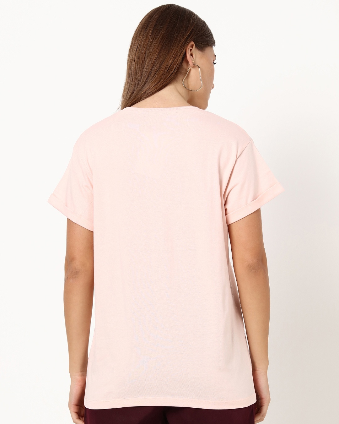 Shop Women's Pink Two Moods Typography Boyfriend T-shirt-Back