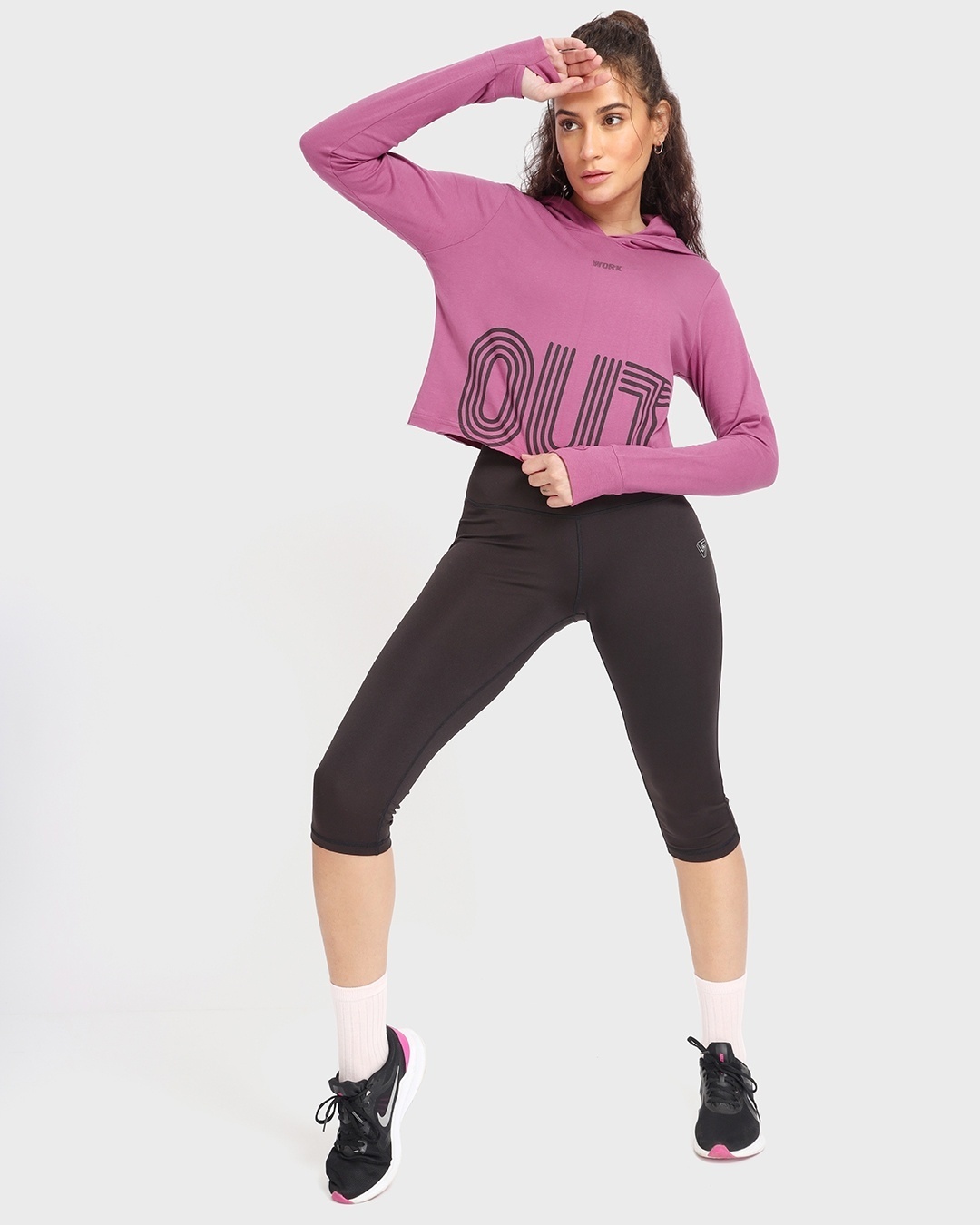 Shop Women's Pink Typography Athleisure Hoodie-Full
