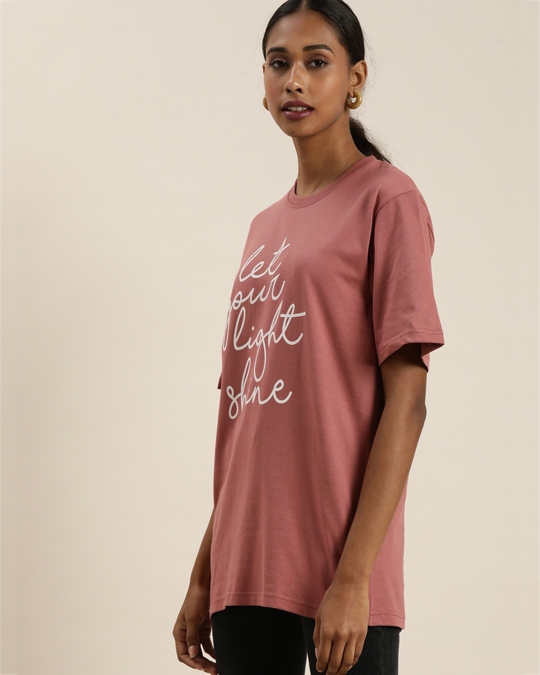 Shop Women's Pink Typography Oversized T-shirt-Design