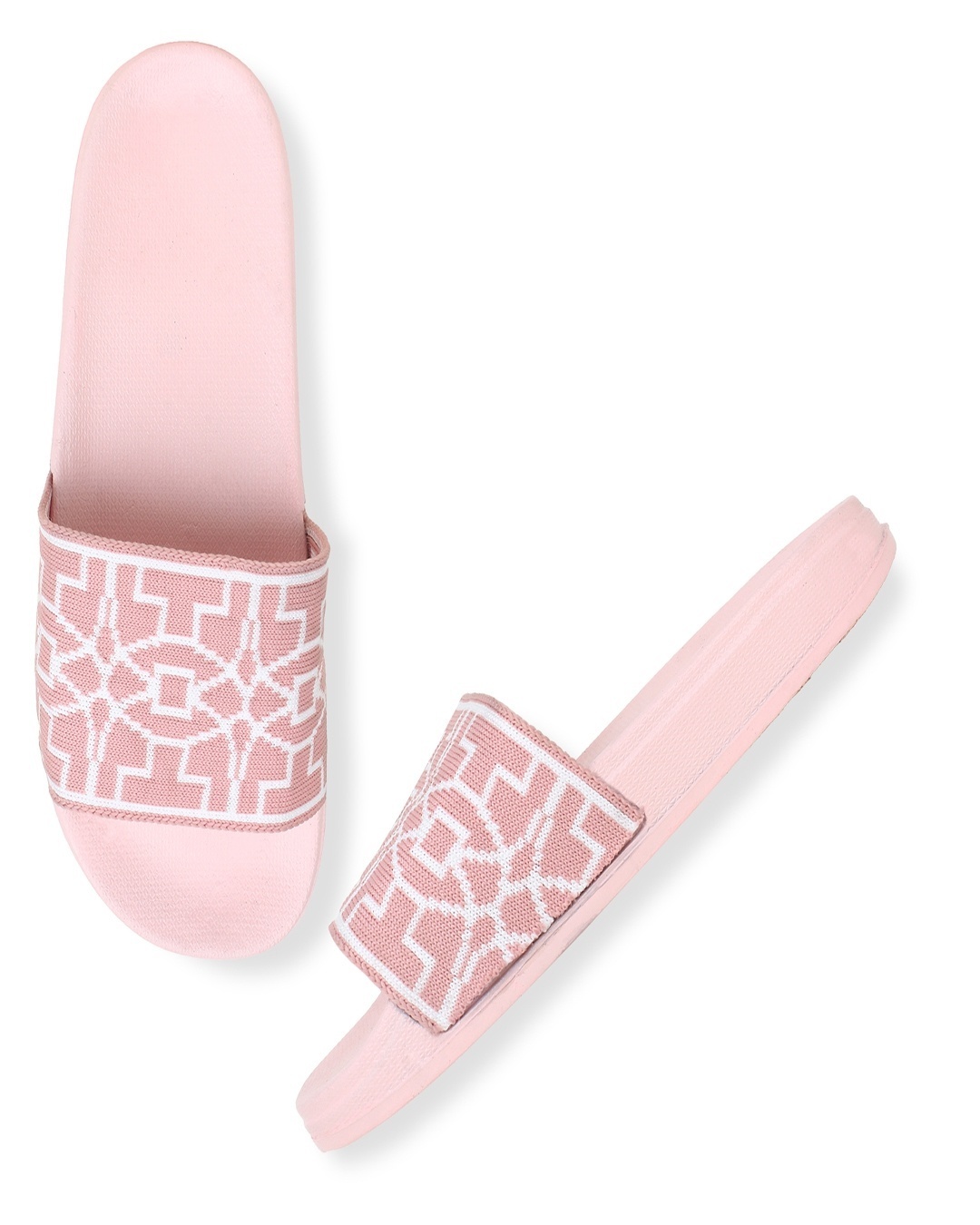 Shop Women's Pink & White Printed Sliders