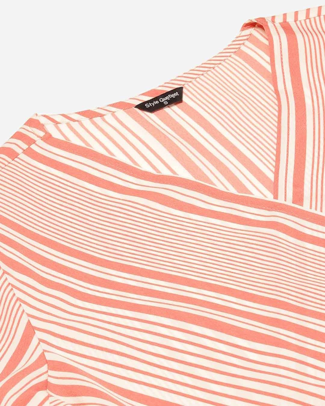 Shop Women's Pink & White Striped Wrap Top