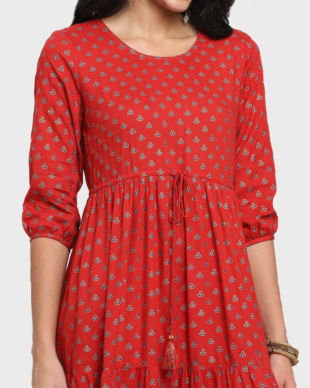 Shop Women's Printed Red Flared Dress